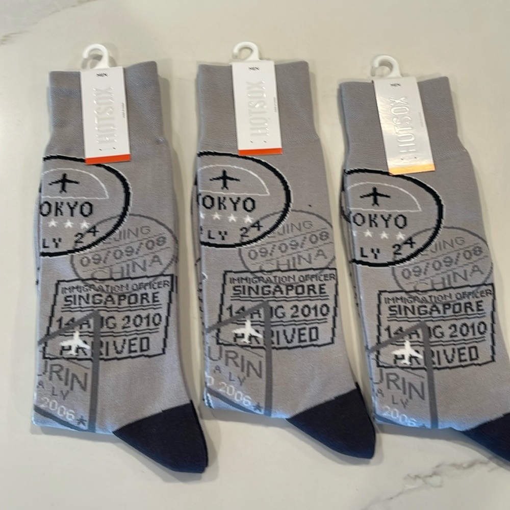 Hotsox grey and blue aviation themed socks men’s sock size 10-13